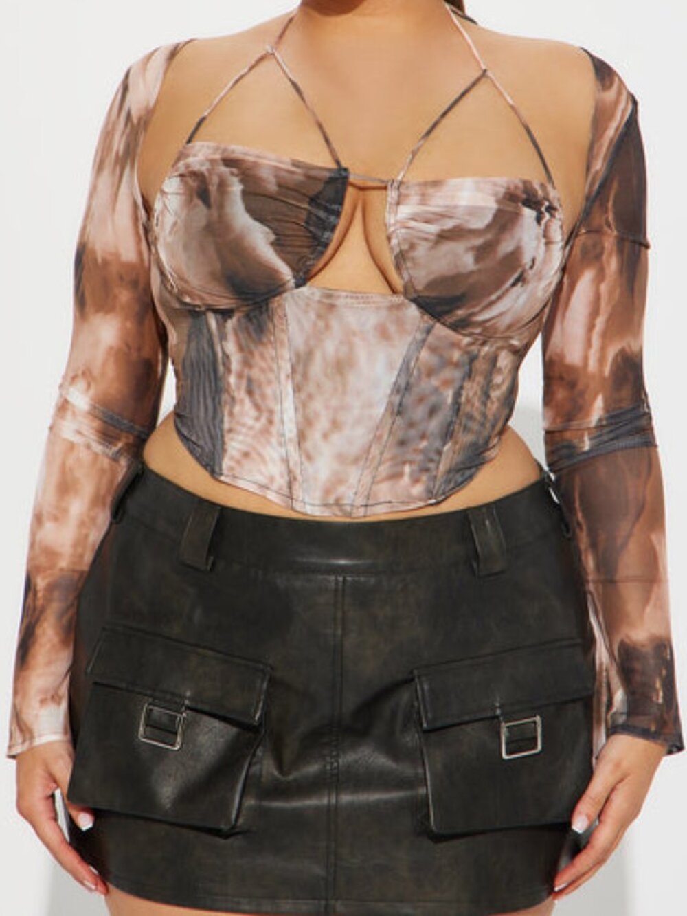 NWT Maura Mesh Corset Top - Brown (3X)